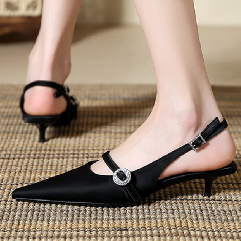 Luxury Rhinestone Buckle Women Sandals Fashion Pointed Toe Back Strap Slide Sandals Simple Comfortable Soft Leather Dress Shoes 28 Sa8ce778c443d4225be99b20cf7ffb9d3f