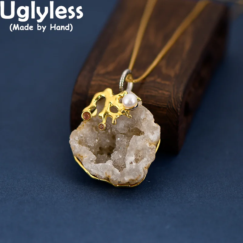 Uglyless Natural Rough Crystal Cave Pendants Women Irregular Shape Specimen Necklaces Pearls Unusual Jewelry 925 Silver NO Chain
Uglyless Natural Rough Crystal Cave Pendants Women Irregular Shape Specimen Necklaces Pearls Unusual Jewelry 925 Silver NO Chain
