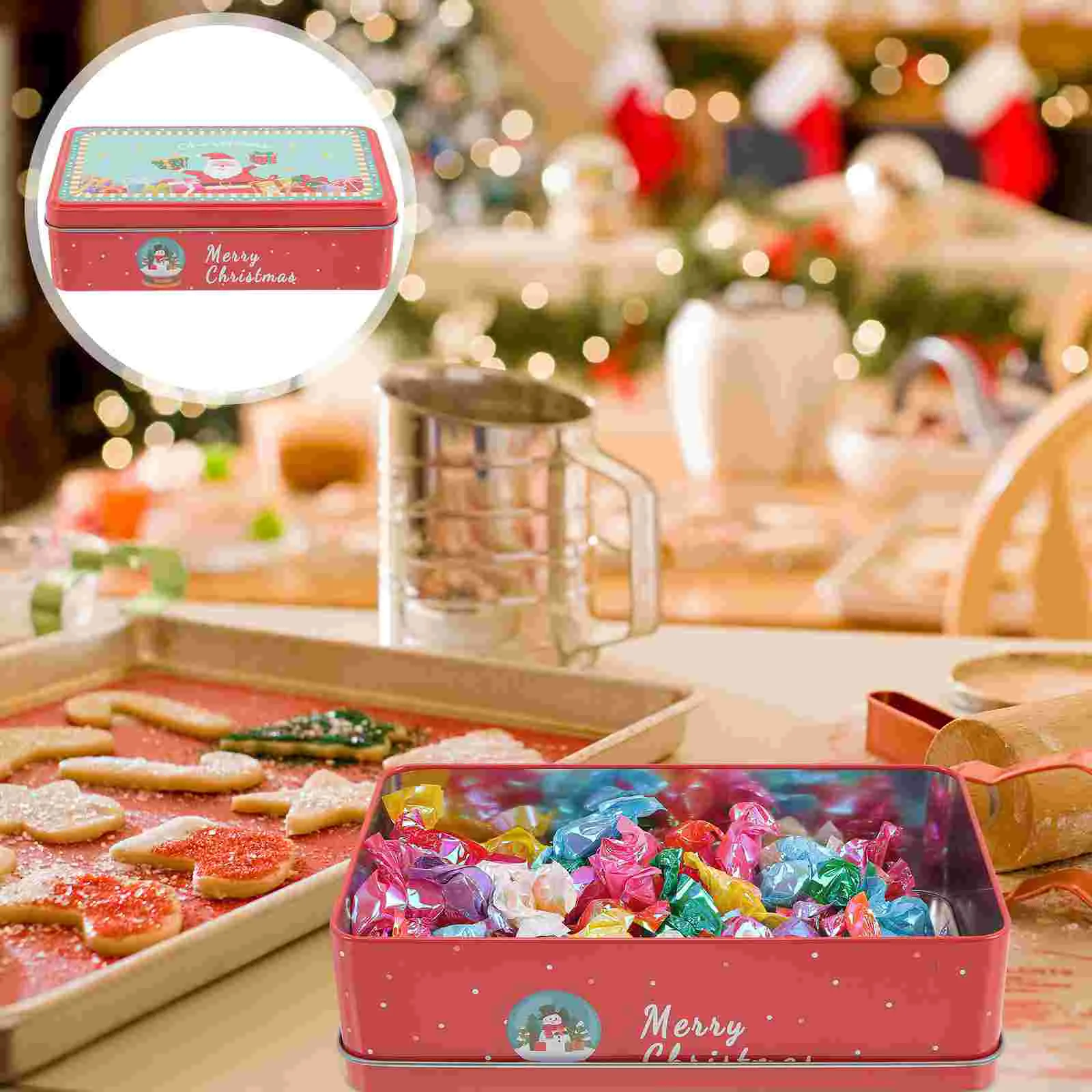 

The Gift Tinplate Box Christmas Candy Cookie Tins with Lids for Giving Containers Biscuit