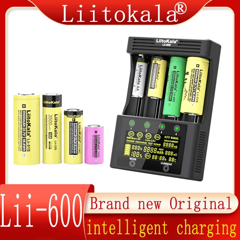 

Liitokala Lii-600 Lii500 Lii-PD4 Nickel hydrogen/cadmium Battery charger aa aaa LCD display 3.7V 1.2V 18650 26650 21700 Original