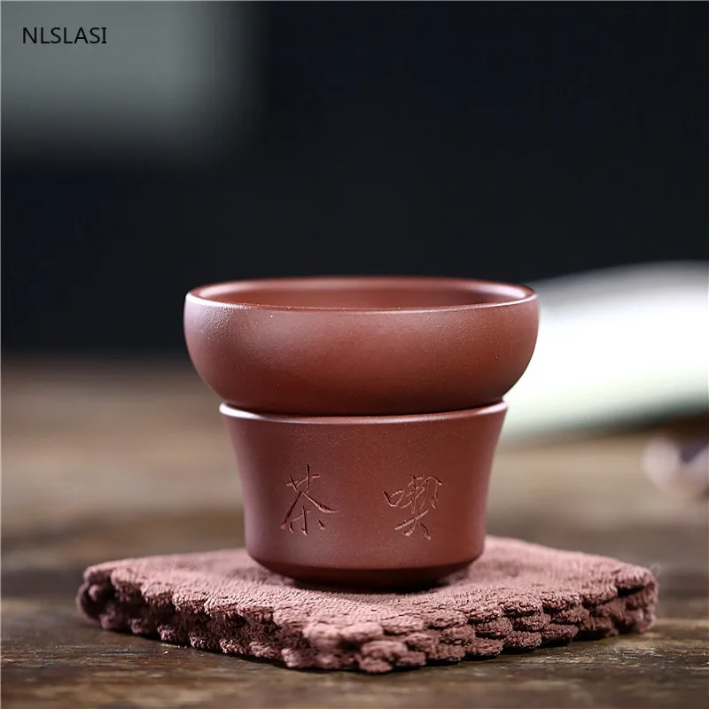 

Authentic Yixing Purple Clay Tea Strainer Handmade Cha Hai filter Coffee Punch Filter Chinese Tea set Accessories Drinkware