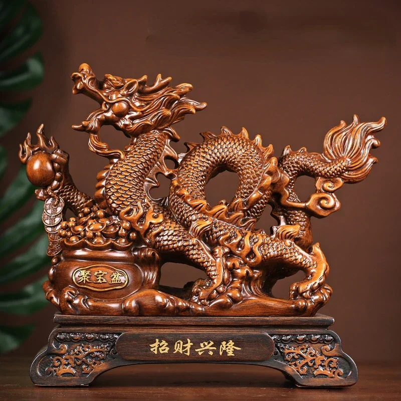 

Resin Inviting Wealth Chinese Zodiac Dragon Statue Mascot Cashier Opening Housewarming Dragon Year Open Door Red Gift Home Decor