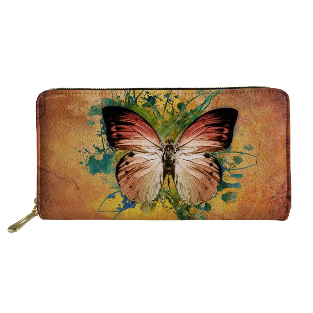 

Hot Selling Ladies Wallets PU Leather Money Purse Pretty 3D Butterflies Printed Girls Wallet Women Money Bag Daily Card Holder