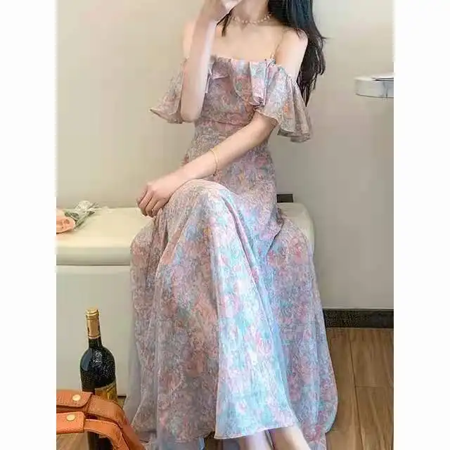 French Tea Break Gentle Sweet off-the-Shoulder Dress Super Fairy Escape Princess First Love Floral Dress Female Summer
French Tea Break Gentle Sweet off-the-Shoulder Dress Super Fairy Escape Princess First Love Floral Dress Female Summer