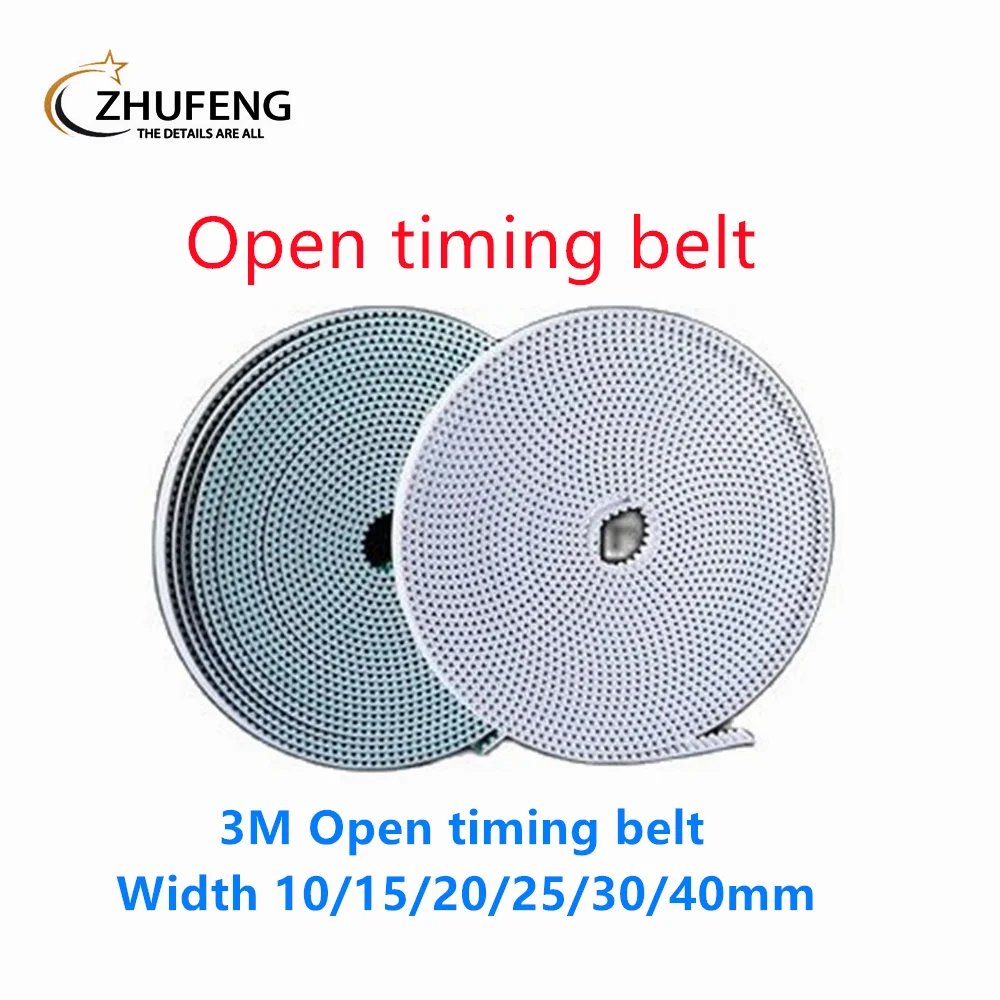 

HTD 3M White Black And Green Open Timing Belt Width 10/15/20/25/30/40mm Polyurethane Steel PU 3M-15mm HTD3M Synchronous Belt