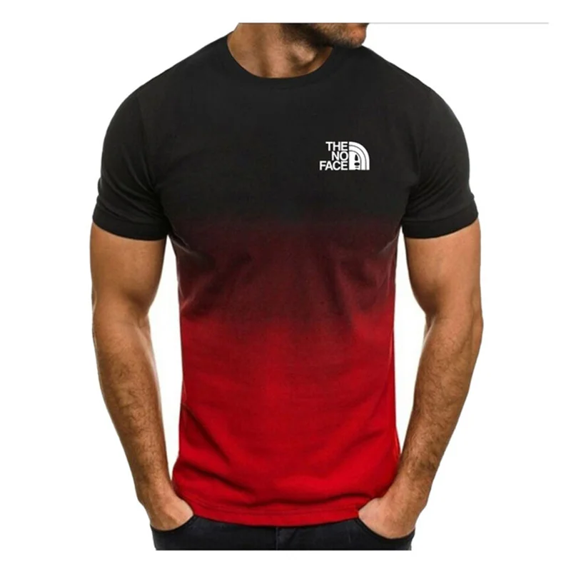 

Summer Gradient T-shirt for Men O-neck Men Short sleeve 3d Fashion Short Sleeves Tops Standard Printed Oversized Shirt T-shirt