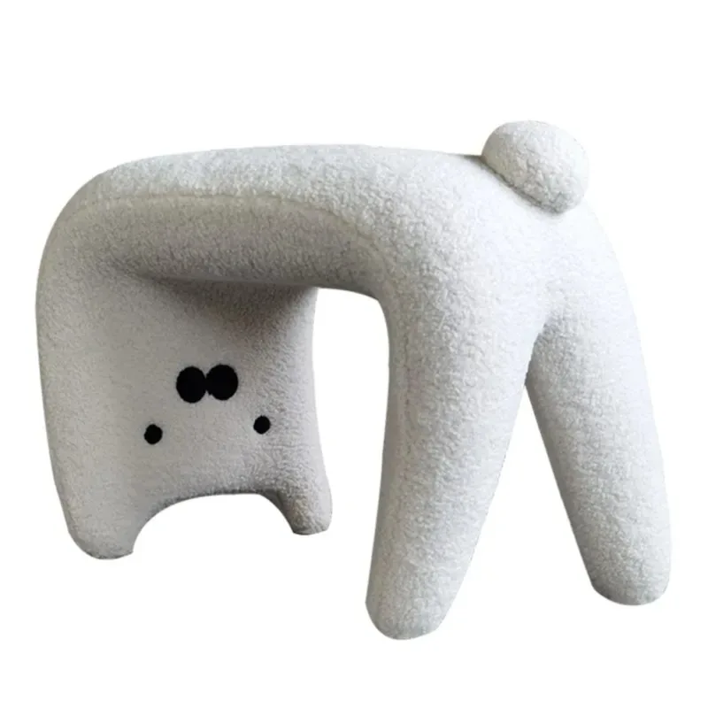 

Cute Kitten Stool Porch Cloakroom Dressing Chair Entry Door Light Luxury Lamb cashmere Shaped stool Entry Home Change Shoe Stool