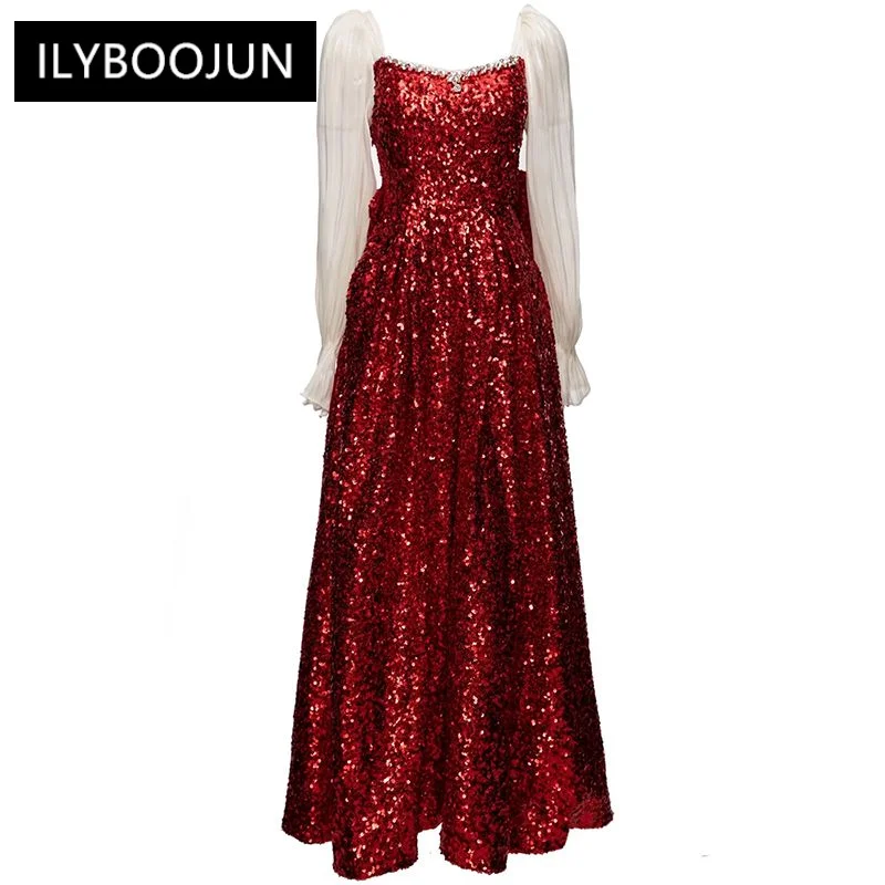 Autumn Long Dress Women Crystal Square Collar Flare Sleeve Sequin Vintage Party Bow Backless Dresses For Women 2023 Luxury Brand
Autumn Long Dress Women Crystal Square Collar Flare Sleeve Sequin Vintage Party Bow Backless Dresses For Women 2023 Luxury Brand