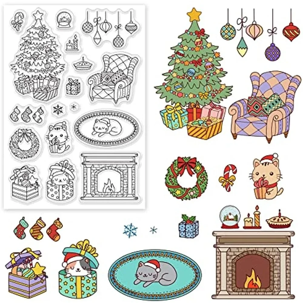 Christmas Themed Pattern Clear Stamps, Christmas Tree/Fireplace/Gift/Christmas Stocking/Cat Pattern Clear Rubber Stamps for Card
Christmas Themed Pattern Clear Stamps, Christmas Tree/Fireplace/Gift/Christmas Stocking/Cat Pattern Clear Rubber Stamps for Card