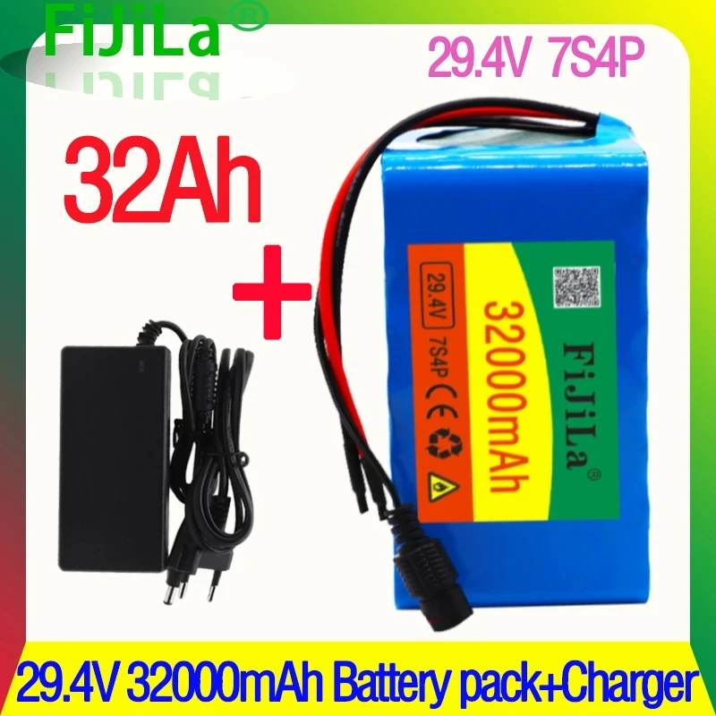 Neue 24V 7S4P 32000mAh high power 32AH 18650 Lithium-akku mit BMS 29,4 V Elektrische fahrrad elektrische auto + 2A Ladegerät 
Neue 24V 7S4P 32000mAh high power 32AH 18650 Lithium-akku mit BMS 29,4 V Elektrische fahrrad elektrische auto + 2A Ladegerät