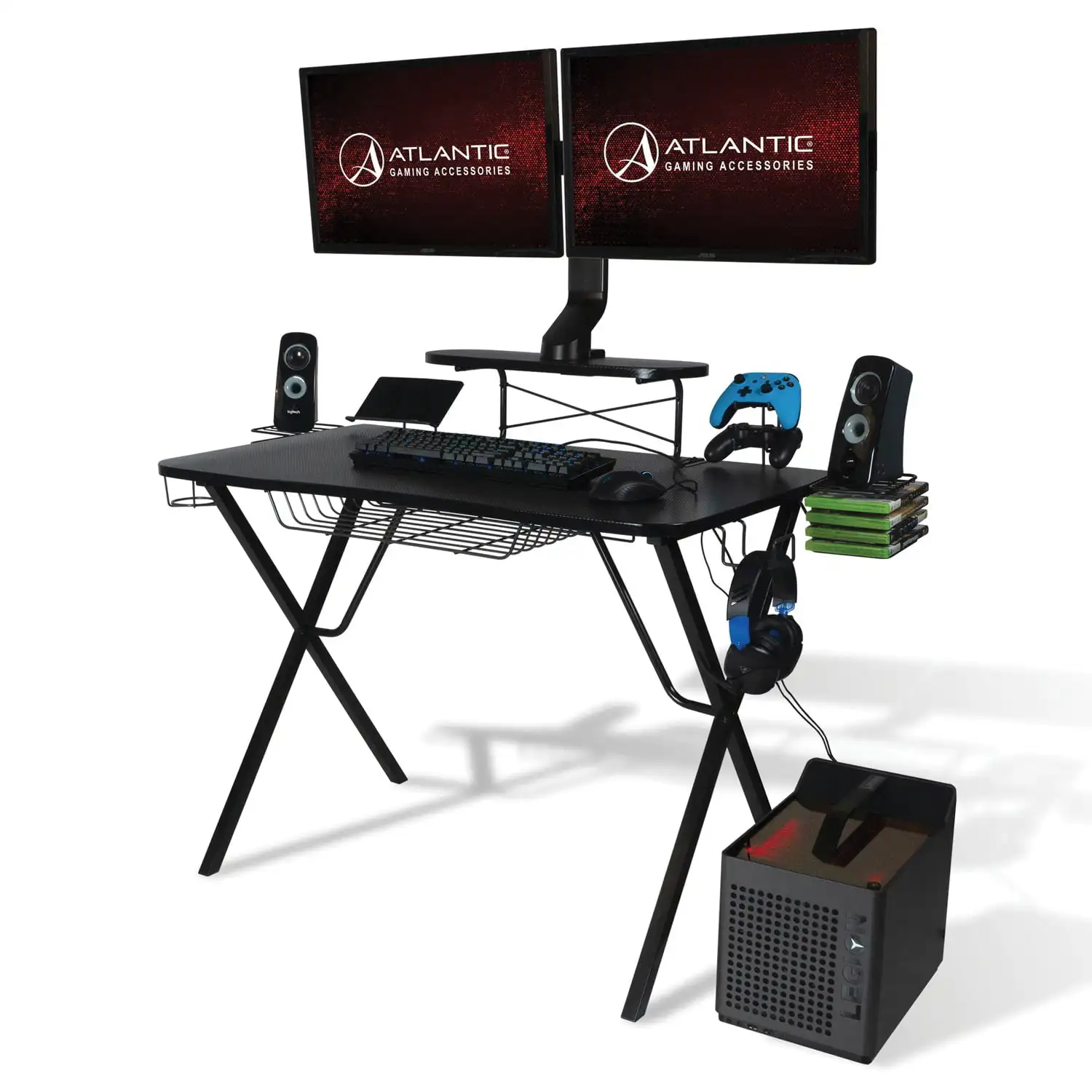 Atlantic Professional Gaming Desk Pro with Built-in Storage, Metal Accessory Holders and Cable Slots, 36" H, Black
Atlantic Professional Gaming Desk Pro with Built-in Storage, Metal Accessory Holders and Cable Slots, 36" H, Black