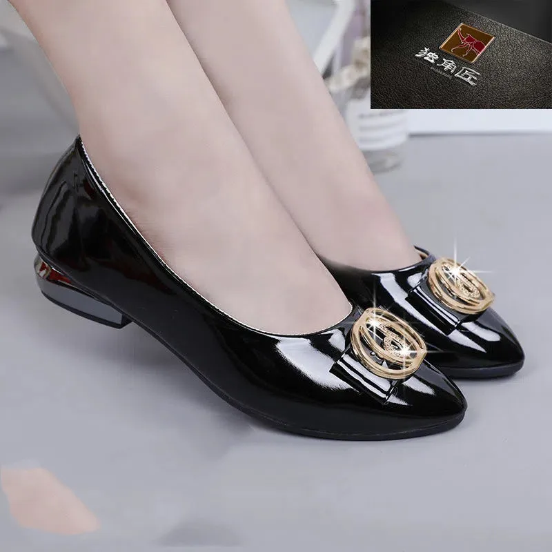 

Women Classic Light Weight Black Pu Leather Office Slip on Heel Shoes Lady Spring & Summer Comfort Pumps Sapatos Femininas E20e