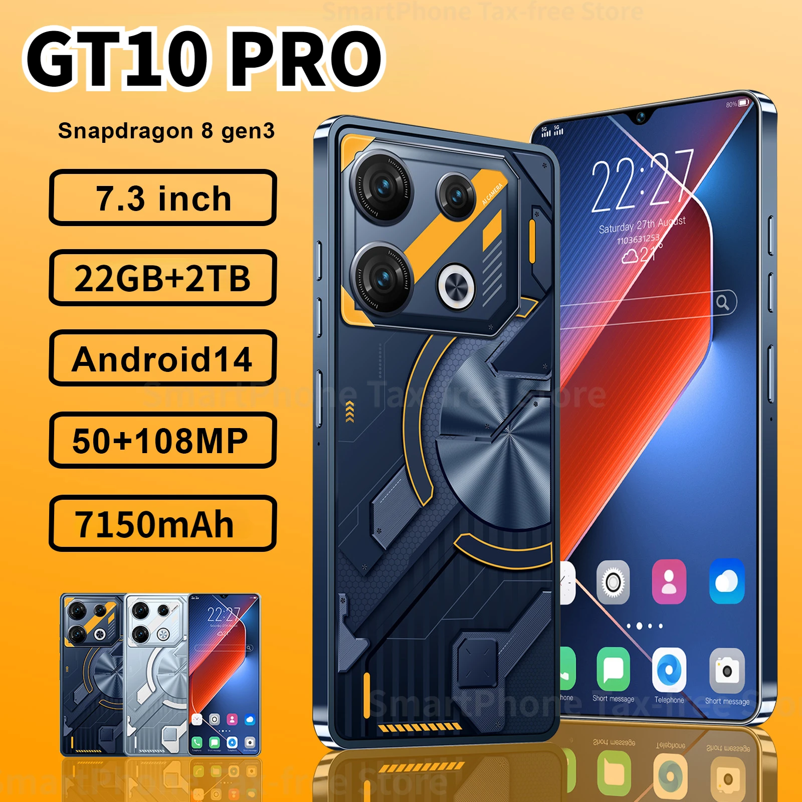 Оригинальный смартфон GT10 Pro, телефон с диагональю 7,3 дюйма, HD, 22 ГБ, телефон с двумя SIM-картами, мобильные телефоны с поддержкой разрешения 50 + 108 МП, 7150 мАч, Android 14, разблокированный телефон
Оригинальный смартфон GT10 Pro, телефон с диагональю 7,3 дюйма, HD, 22 ГБ, телефон с двумя SIM-картами, мобильные телефоны с поддержкой разрешения 50 + 108 МП, 7150 мАч, Android 14, разблокированный телефон