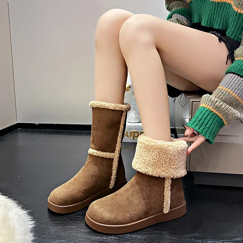 Warm Retro Women's Boots Suede Winter Plush Women's Shoes Fashion Snow Boots Thigh High Suede Mid-calf Boots Botas De Mujer 
Warm Retro Women's Boots Suede Winter Plush Women's Shoes Fashion Snow Boots Thigh High Suede Mid-calf Boots Botas De Mujer
