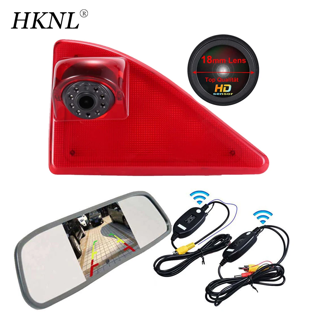 

HKNL 18MM HD Lens Car Reverse Camera Mirror 2.4GHZ Wireless For Renault Master Opel Vauxhall Movano Nissan NV400 3.Brake Light
