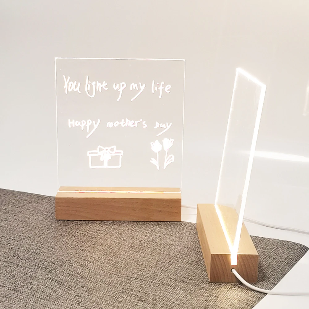 New USB Acrylic Daily Note Board Message Creative Transparent Memo Board With Wood Stand Holder LED Lamp Writing Pad Reminder
New USB Acrylic Daily Note Board Message Creative Transparent Memo Board With Wood Stand Holder LED Lamp Writing Pad Reminder