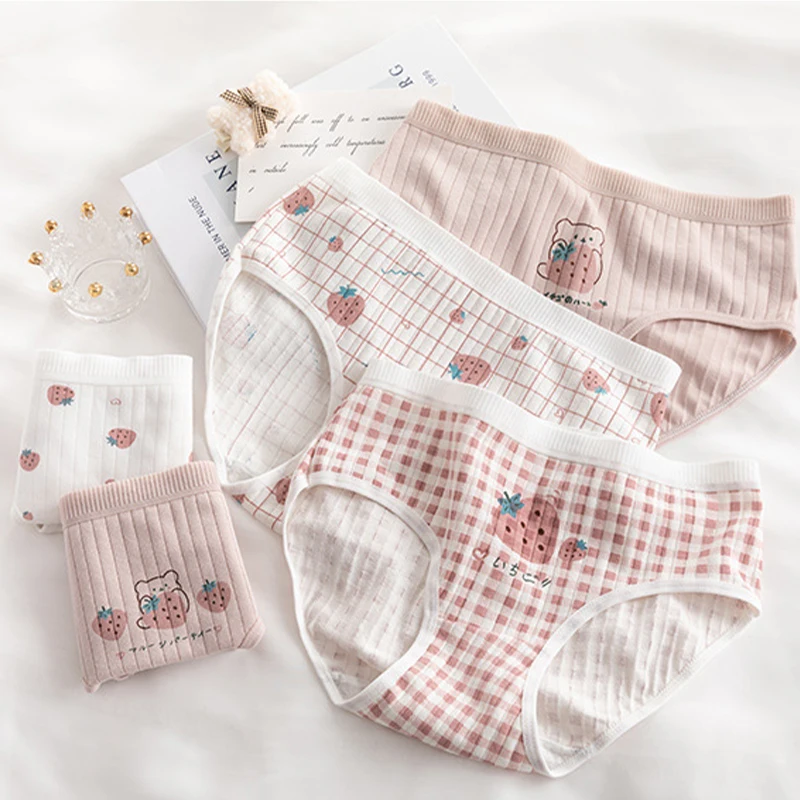 Women's Cute Strawberry Pattern Panties Cotton Plaid Stripes Comfort Briefs Seamless Mid Waist Underpants Girl Lovely Lingerie
Women's Cute Strawberry Pattern Panties Cotton Plaid Stripes Comfort Briefs Seamless Mid Waist Underpants Girl Lovely Lingerie