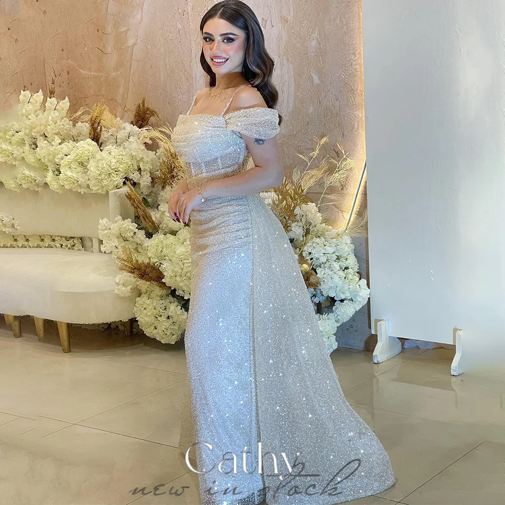 Cathy Shiny Sequins Off Shoulder Mermaid Wedding Dress Spaghetti Strap Custom Dresses Detachable Train vestido feminino
Cathy Shiny Sequins Off Shoulder Mermaid Wedding Dress Spaghetti Strap Custom Dresses Detachable Train vestido feminino