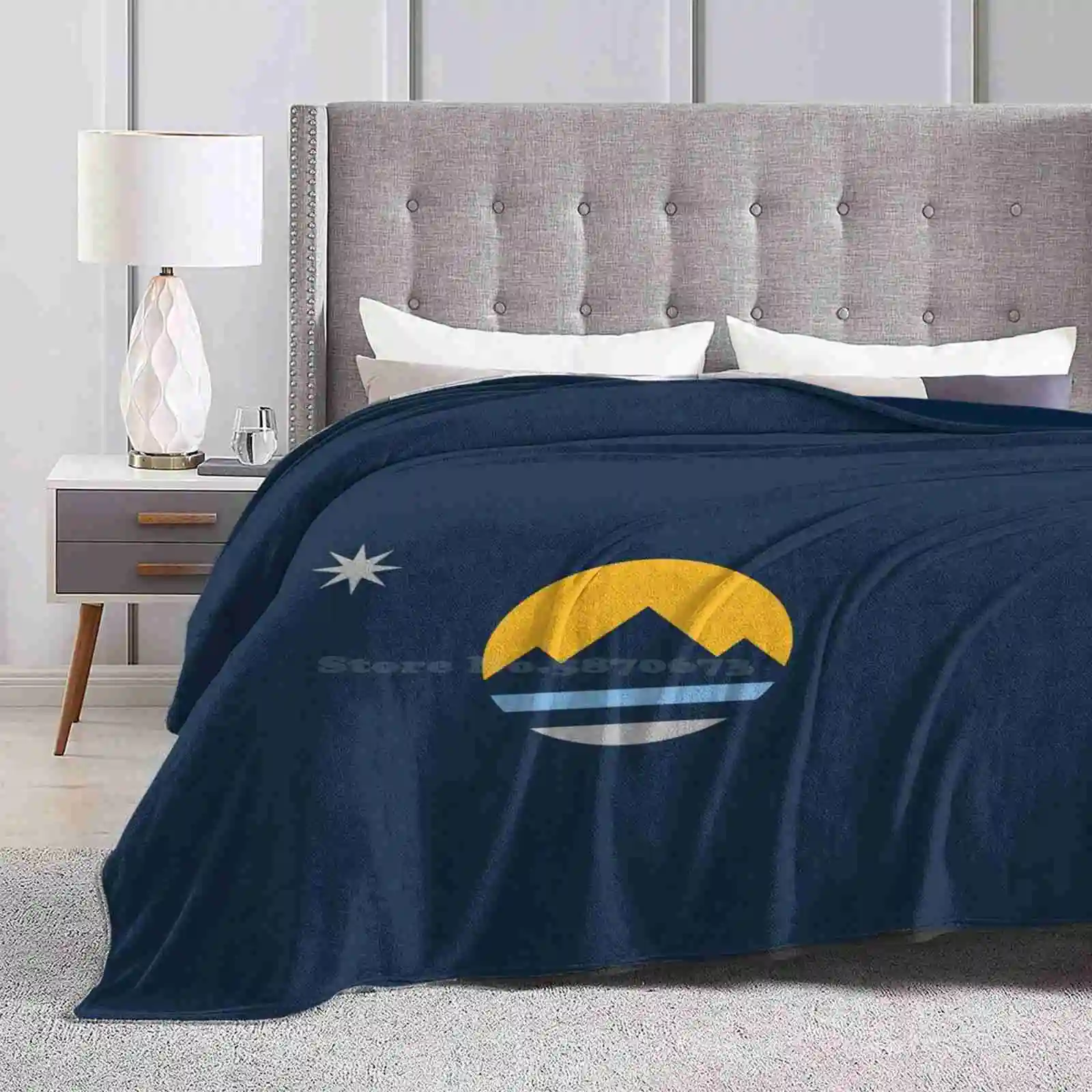 

Новое поступление, модное фланелевое одеяло для отдыха Reno (флаг города Рино, Невада), теплое фланелевое одеяло синего и темно-белого цвета