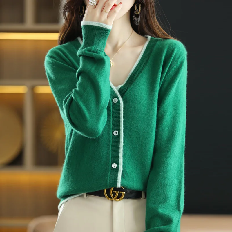 Women's Loose Sweater Autumn/Winter 100% Pure Wool Sweater Knitted Jacket Female V-Neck Casual Basic Shirt Cashmere Cardigan
Women's Loose Sweater Autumn/Winter 100% Pure Wool Sweater Knitted Jacket Female V-Neck Casual Basic Shirt Cashmere Cardigan