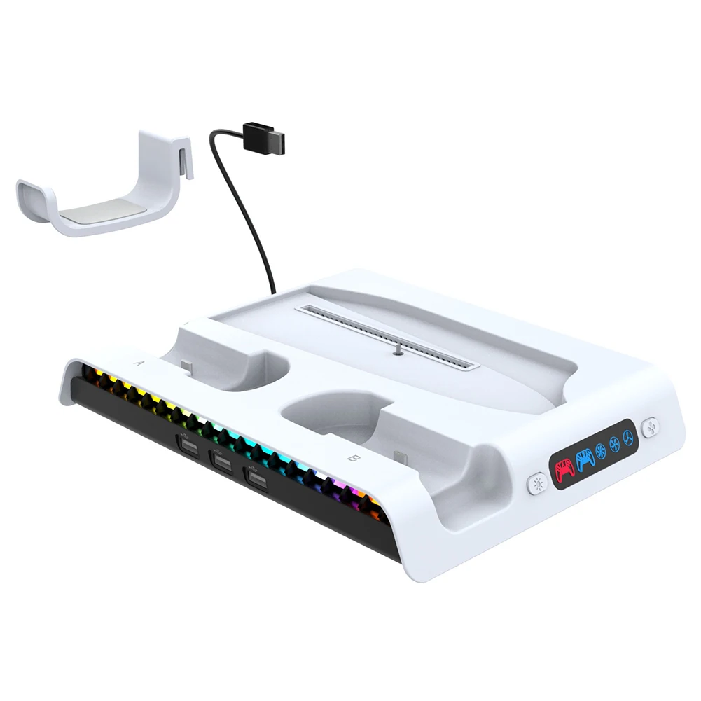 For PS5 Slim Stand Cooling Station With RGB Light Cooling Fan Dual Controllers Charger For PS5 Slim Console Digital&Disc Edition For PS5 Slim Stand Cooling Station With RGB Light Cooling Fan Dual Controllers Charger For PS5 Slim Console Digital&Disc Edition