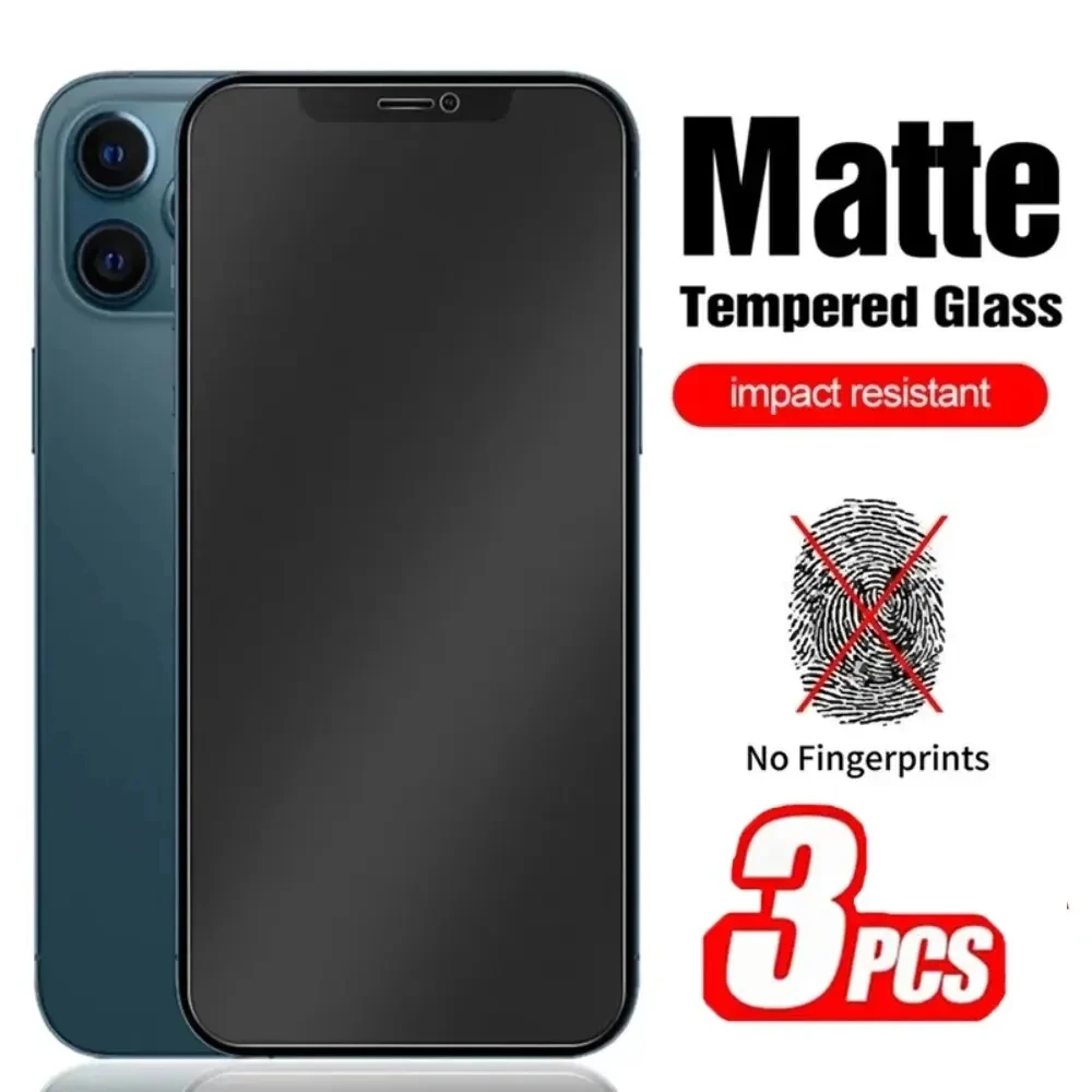 

3Pcs Matte Tempered Glass for iPhone 14 11 12 13 Pro Max 7 8 Plus Frosted Screen Protectors for iPhone 15 13 12 Mini X XR XS MAX