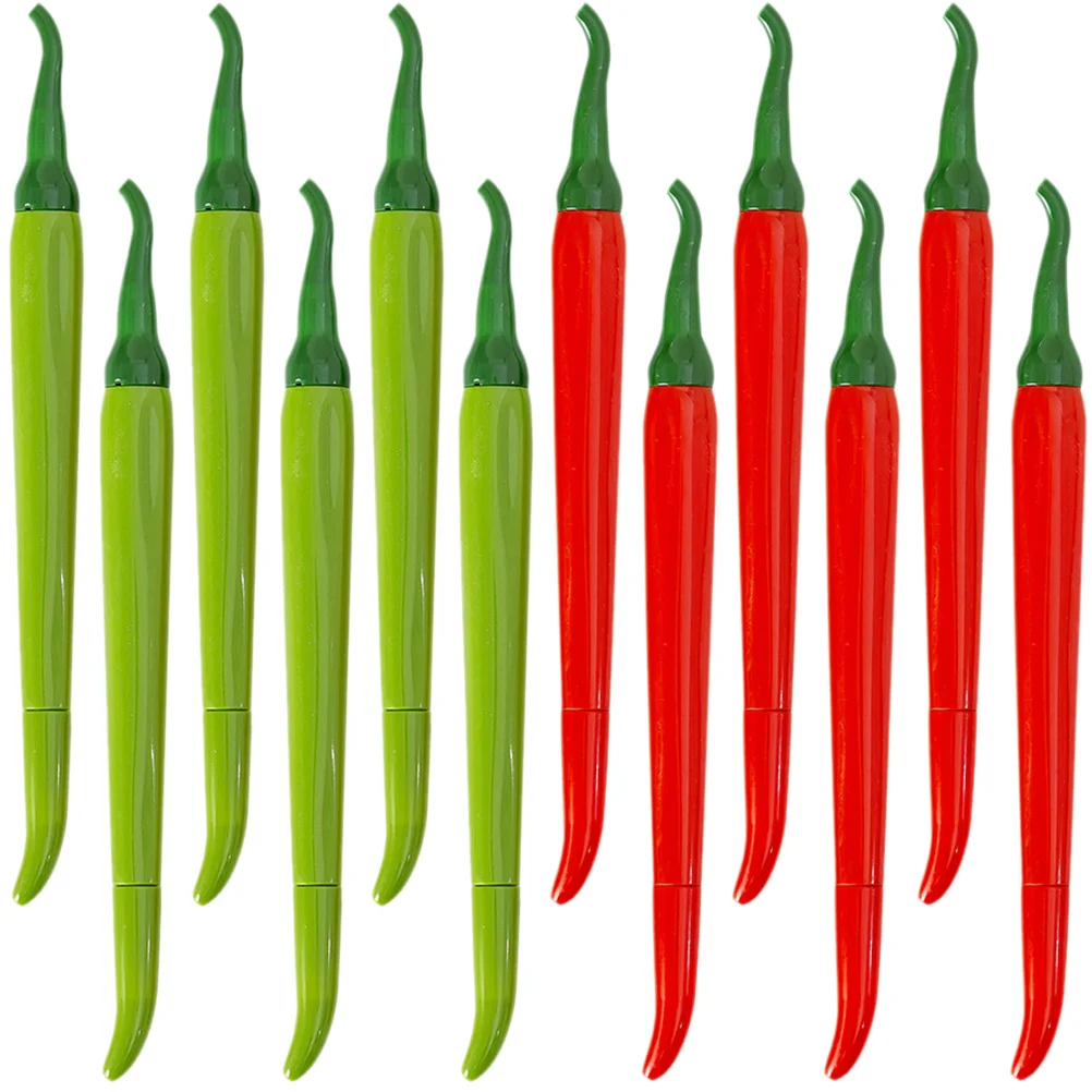 

12Pcs Pen Pepper Chili Cartoon Shape Vegetable Novelty Gel Pens Stationery Office Desk Decor Fake Model