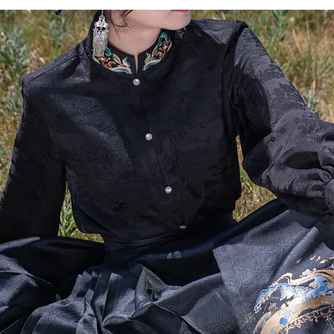 Женская блузка в китайском стиле hanfu, осенне-зимняя блузка с рукавом и вышивкой «лошадиное лицо», 2024
Женская блузка в китайском стиле hanfu, осенне-зимняя блузка с рукавом и вышивкой «лошадиное лицо», 2024