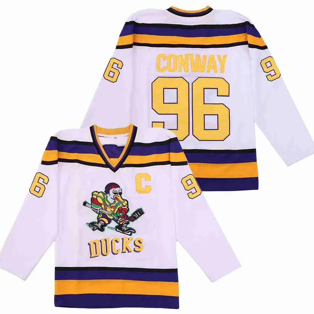 

Ice Hockey Jersey Mighty Ducks 99 BANKS 96 CONWAY 66 BOMBAY Sewing Embroidery Outdoor Sportswear Jerseys Green Black White