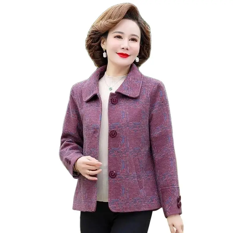 Middle-aged Mother Spring And Autumn Coat New Woolen Coat Loose Middle-aged And Elderly Women's Plaid Short Casual Coat Tide 5XL
Middle-aged Mother Spring And Autumn Coat New Woolen Coat Loose Middle-aged And Elderly Women's Plaid Short Casual Coat Tide 5XL