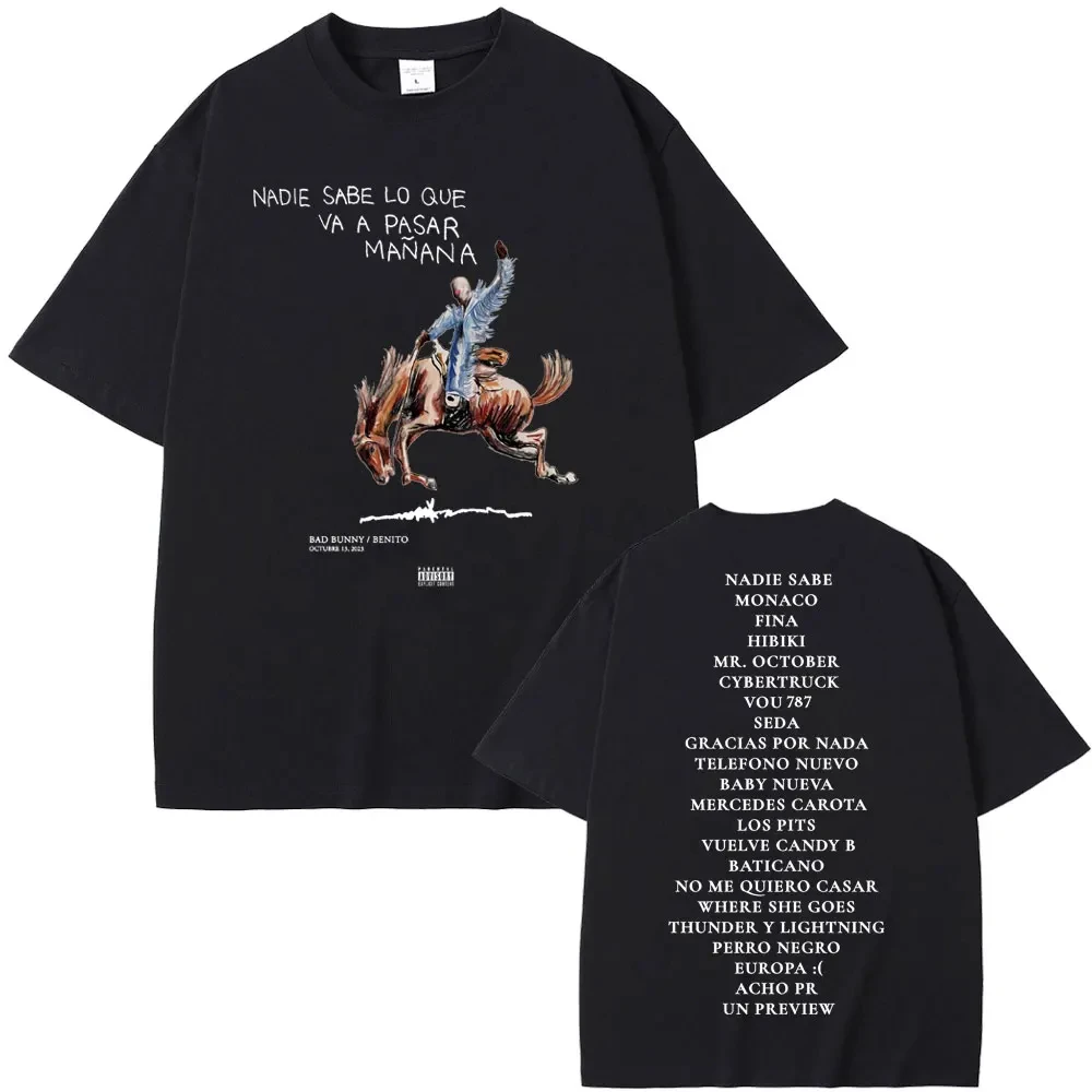 Rapper Bad Bunny Nadie Sabe Lo Que Va A Pasar Mañana Album Graphic T Shirts Men Women's Tshirt Male Hip Hop T-shirts 63641
Rapper Bad Bunny Nadie Sabe Lo Que Va A Pasar Mañana Album Graphic T Shirts Men Women's Tshirt Male Hip Hop T-shirts 63641