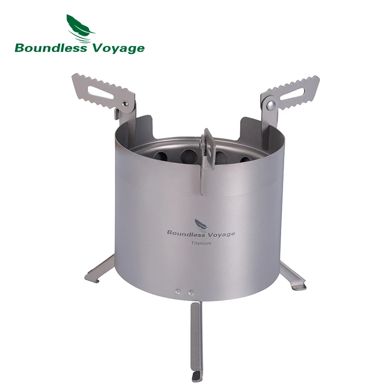 Boundless Voyage Camping Titanium Wood Stove With Removable Pot Stands Folding Legs Outdoor Double-wall Alcohol Furnace
Boundless Voyage Camping Titanium Wood Stove With Removable Pot Stands Folding Legs Outdoor Double-wall Alcohol Furnace