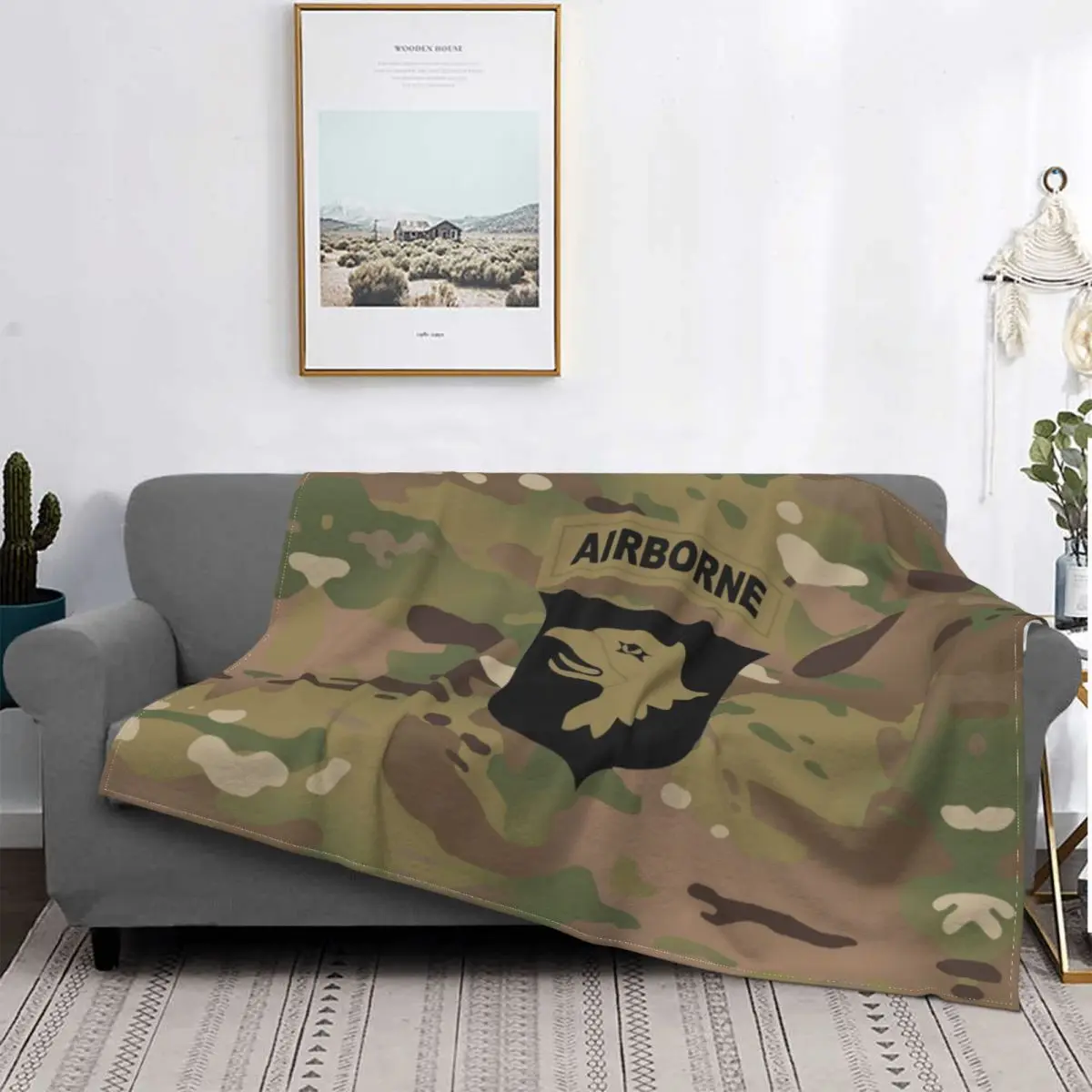 

US Army Camouflage Blanket Flannel Autumn Eagles Camo Breathable Super Soft Throw Blanket for Bedding Bedroom Bedding Throws