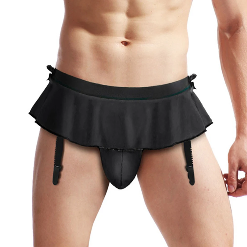 

Sexy Men Sissy Briefs Underwear Invisible Pouch Enhancing Thong Low Rise Bikini Panties Seduction Erotic G-String Gay Mini Skirt