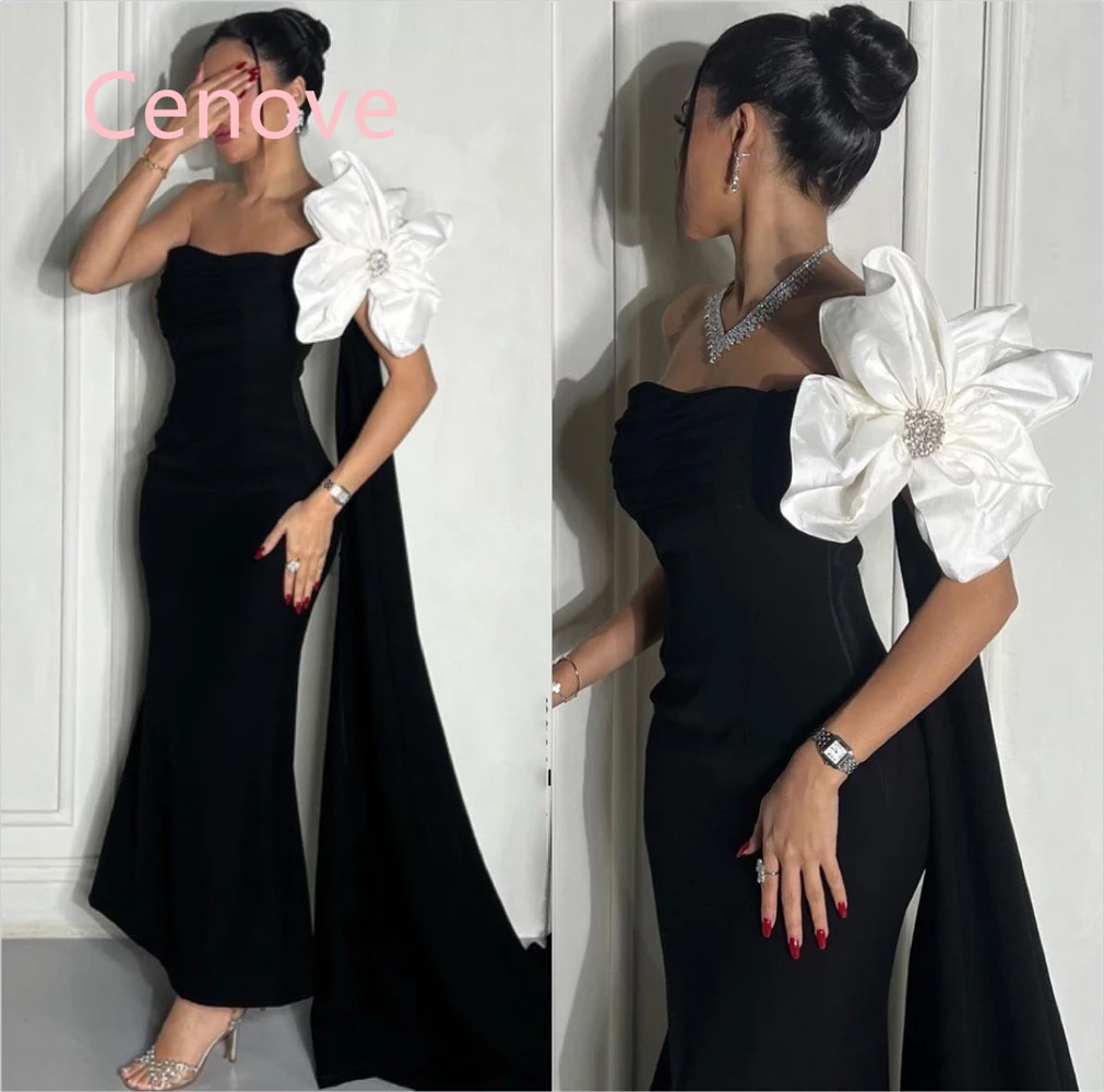 

Cenove 2024 Arab Dubai One Shoulder Prom Dress Shawl Sleeves With Ankle Length Evening Fashion Elegant Party Dress For Women