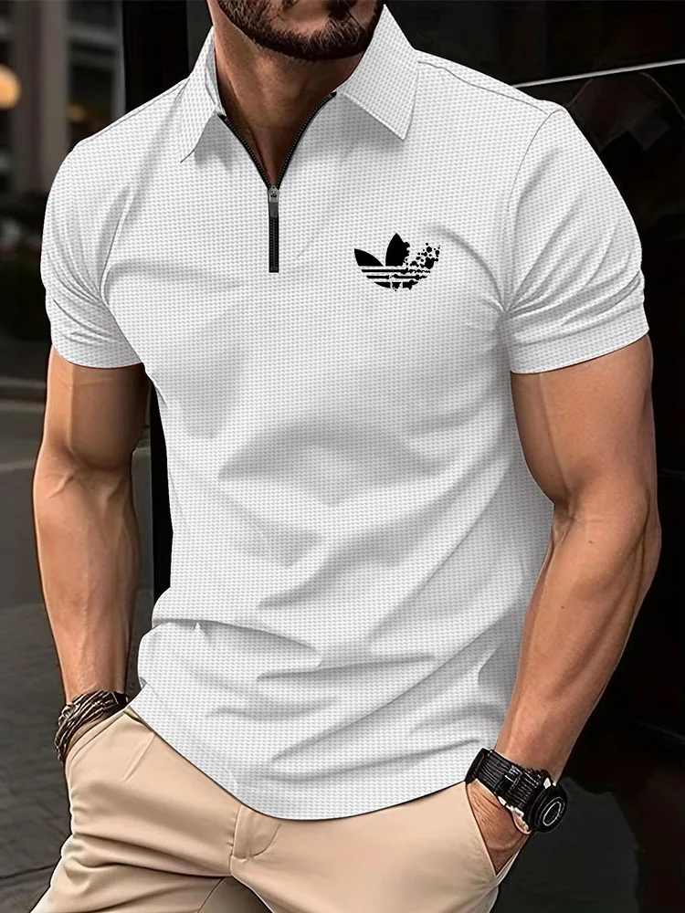 

Spring/Summer New Waffle Breathable and Sweat-absorbing High Quality Men's Short Sleeve Sports Casual Men's POLO Shirt