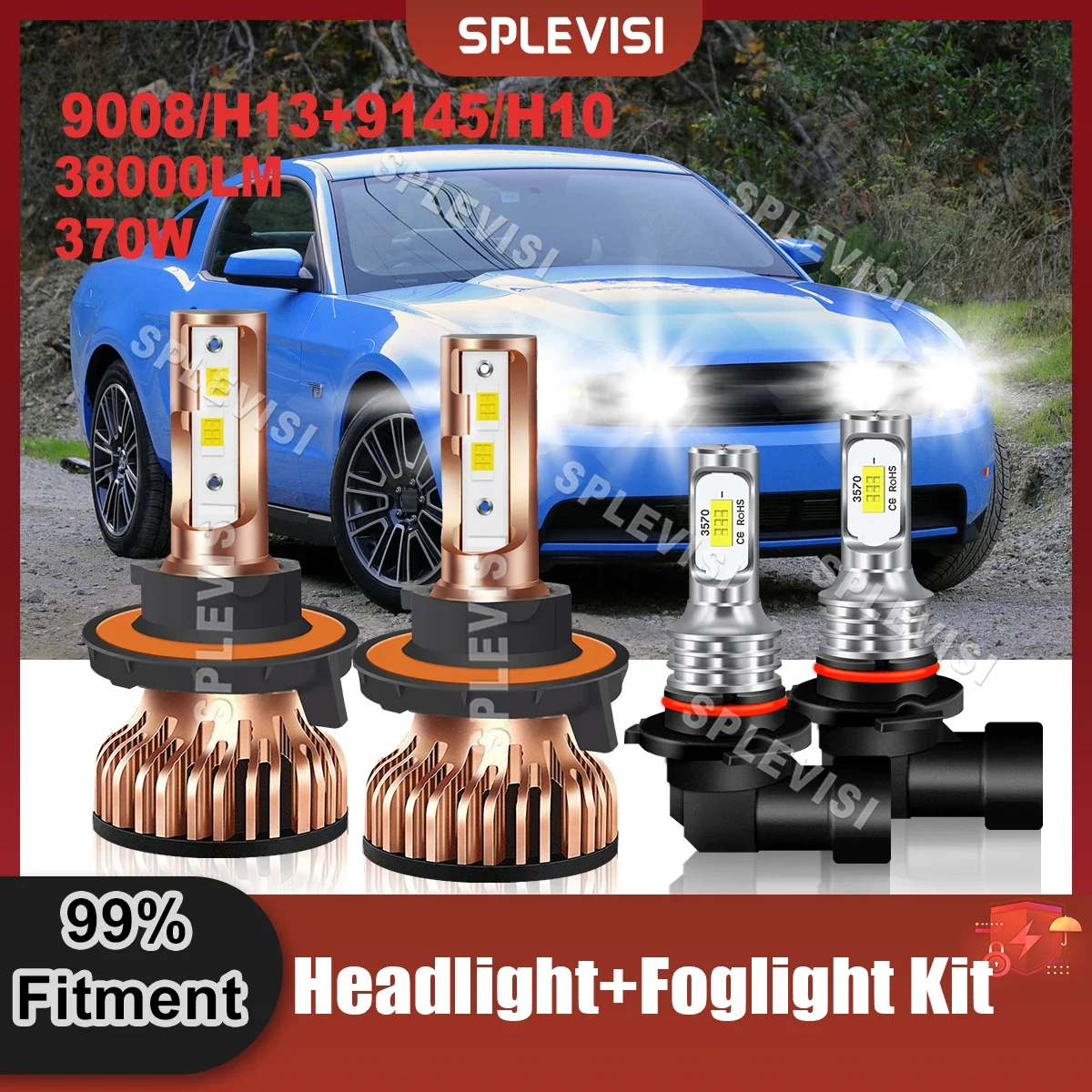 

Upgrade Car Light LED Headlight 9008/H13 High Low Beam 9145/H10 Foglamp For Ford Mustang 2005 2006 2007 2008 2009 2010 2011 2012