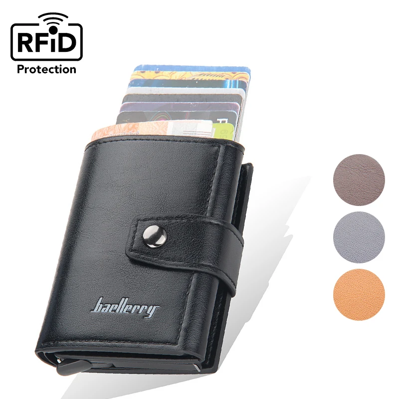 

Men Wallet Card Holder Hasp Anti Theft Pop Up Wallet Rfid Blocking Aluminum Card Case Male Pockets Credit Card Holder