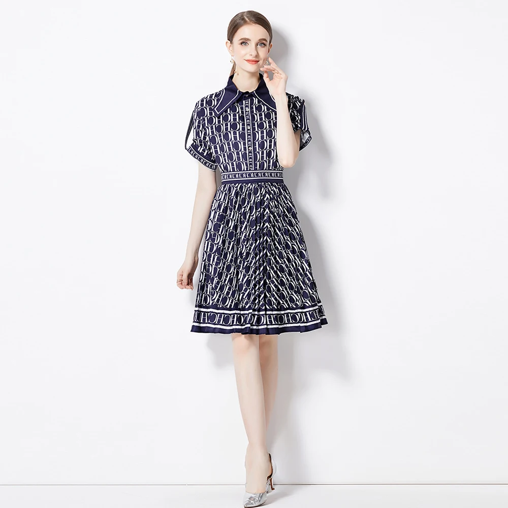 Runway 2 Piece Set Summer Women Fashion Lapel Short Sleeve Loose Vintage Shirts + A-Line Letter Print Pleated Skirts Suits A2073
Runway 2 Piece Set Summer Women Fashion Lapel Short Sleeve Loose Vintage Shirts + A-Line Letter Print Pleated Skirts Suits A2073
