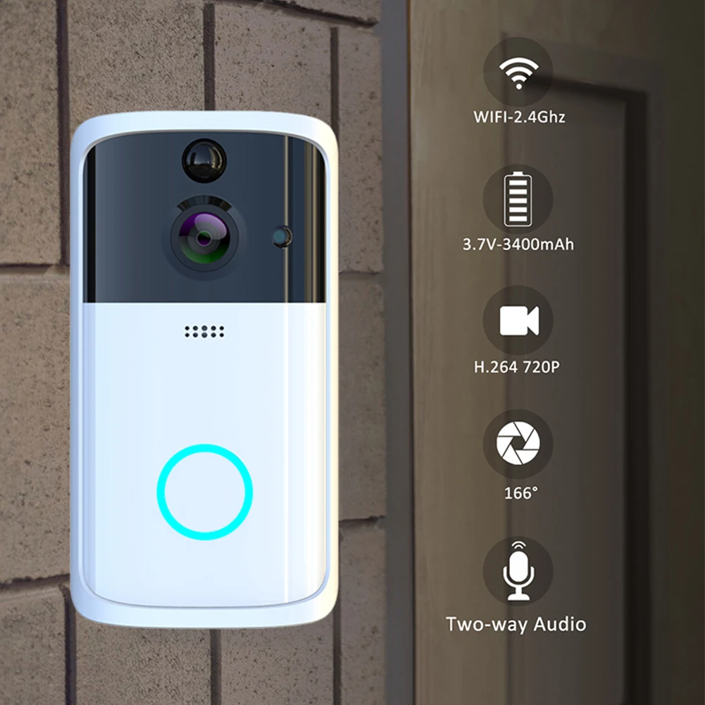 Remote Monitoring Doorbell Camera WiFi Smart Home Video Door Bell PIR Motion Detection 1080P*720P Clear Video Monitoring
Remote Monitoring Doorbell Camera WiFi Smart Home Video Door Bell PIR Motion Detection 1080P*720P Clear Video Monitoring