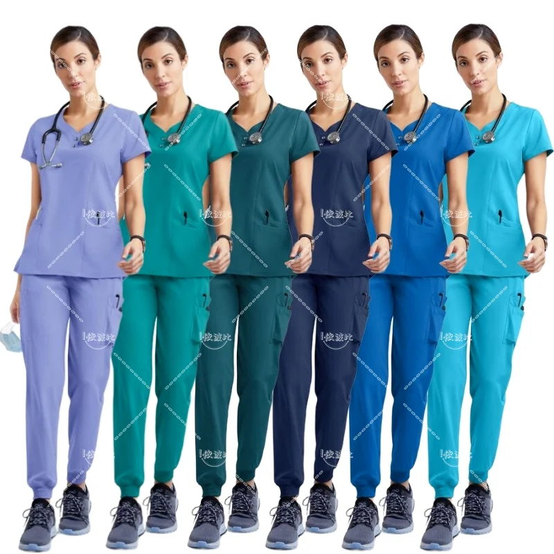 

Surgical Uniforms Woman Scrub Set Medical Nurse Beauty Salon Workwear Clinical Scrubs Top + Pant Spa Doctor Nursing Tunic Suit