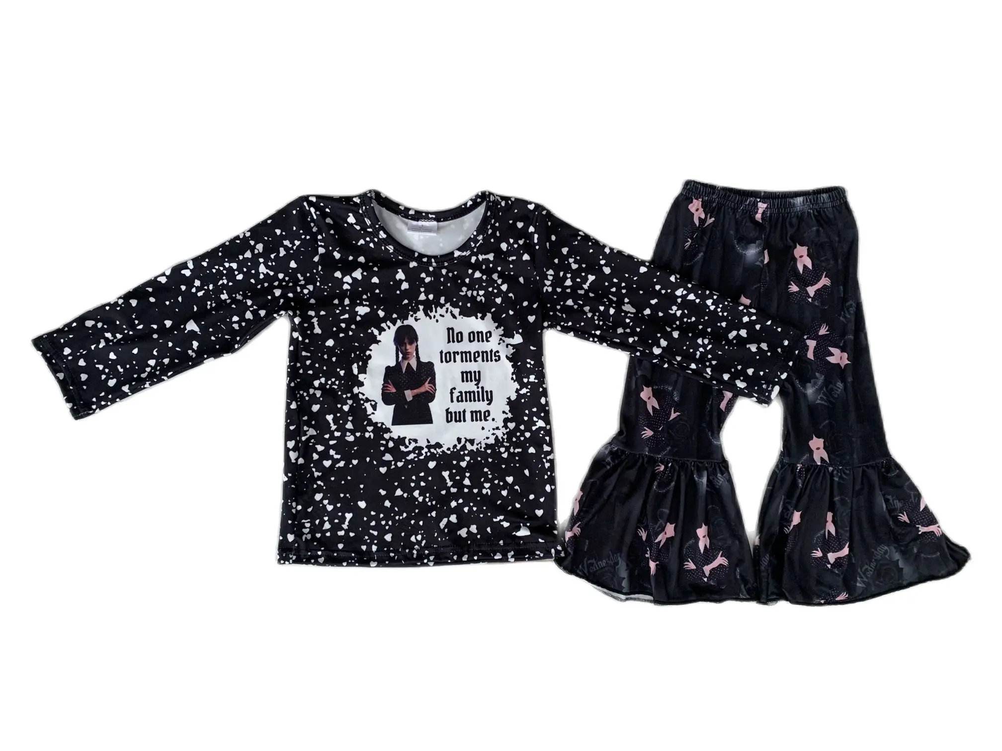 Boutique Kids Wednesday Outfits Cartoon Girls Long Sleeves Bell Bottom Pants 2 Piece Sets
Boutique Kids Wednesday Outfits Cartoon Girls Long Sleeves Bell Bottom Pants 2 Piece Sets
