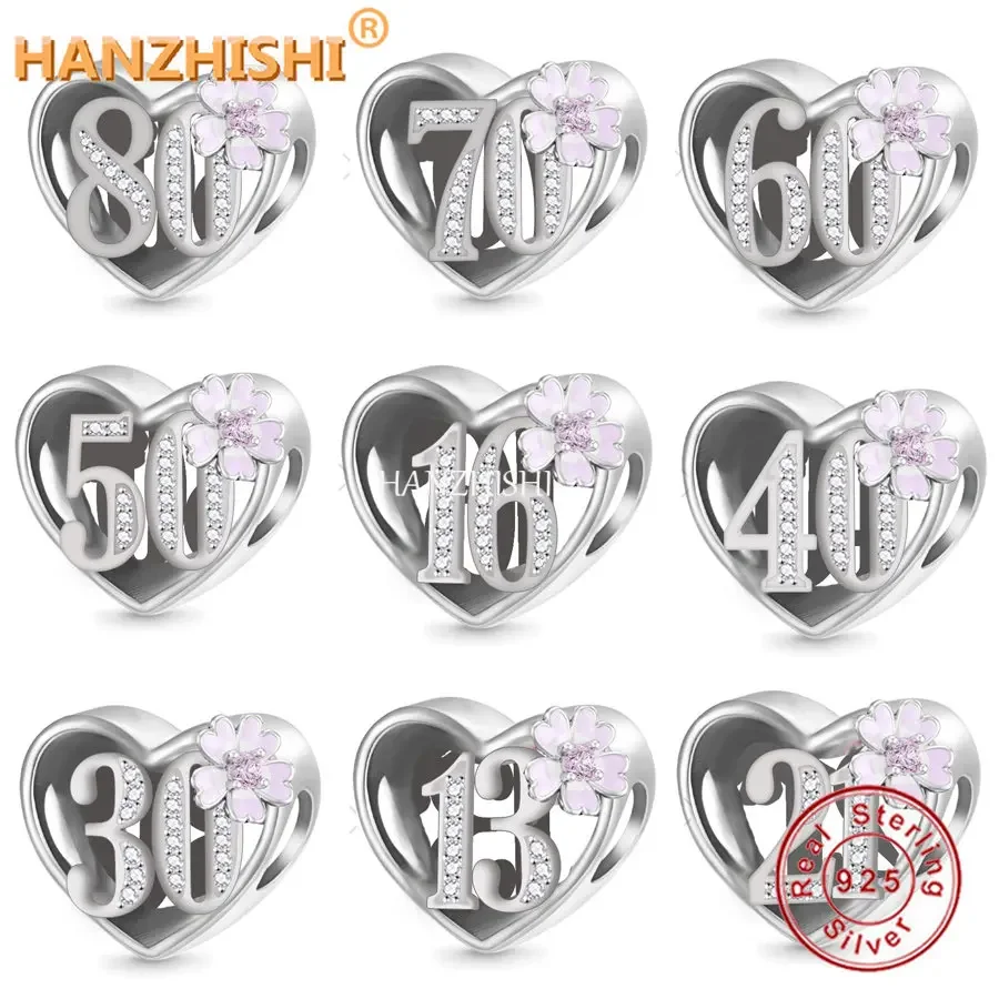 New Design 925 Sterling Silver Number 13 16 18 21 40 50 Flower Heart Charm Beads Fit Original Bracelet Necklace Jewelry Making
New Design 925 Sterling Silver Number 13 16 18 21 40 50 Flower Heart Charm Beads Fit Original Bracelet Necklace Jewelry Making
