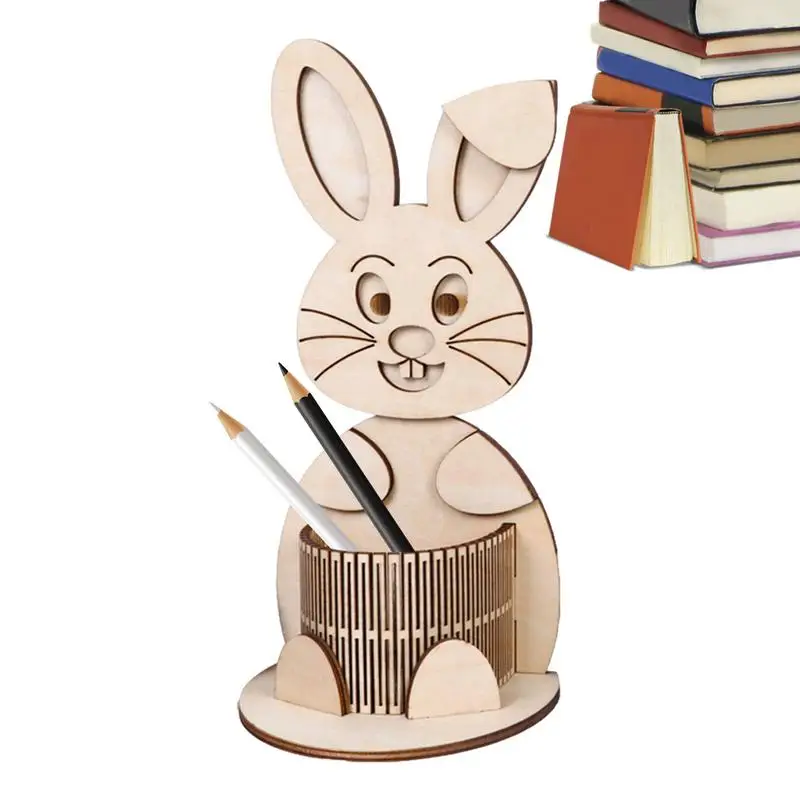 

Creative Pen Holder For Desk Easter Wooden Pencil Holders Portable Pencil Cup For Erasers Rulers Crayons Funny DIY Pen Holder