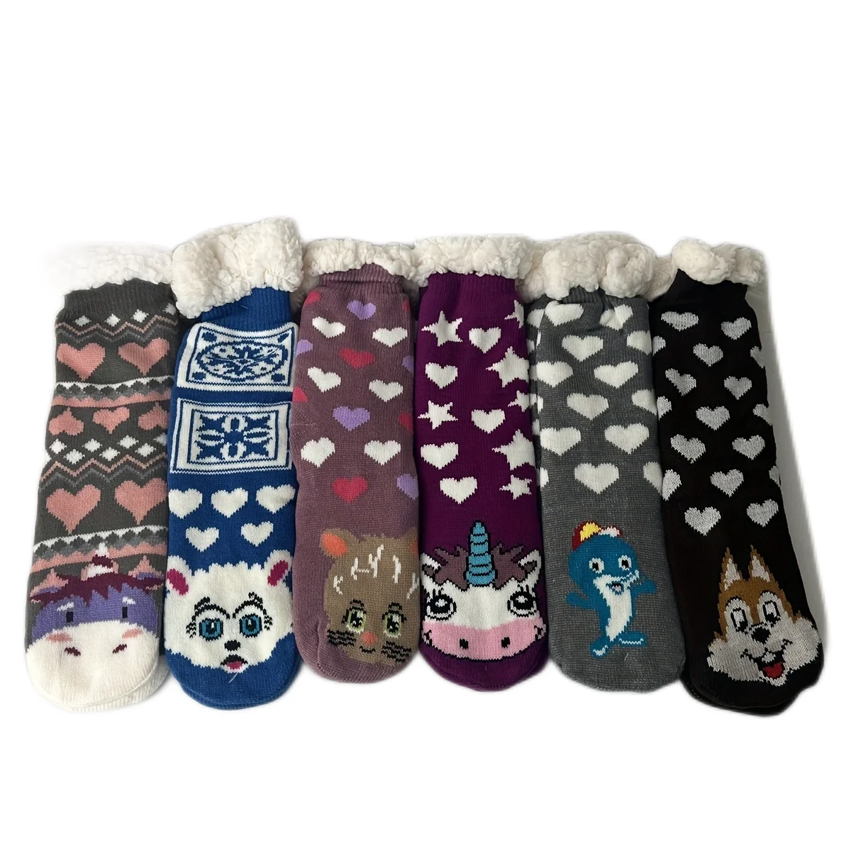 

Slipper Socks Womens Fox Unicorn Cat Lamb Winter Warm Home Indoor Floor Sock Soft Female Silicone Non Slip Grip Comfy Fuzzy Sock