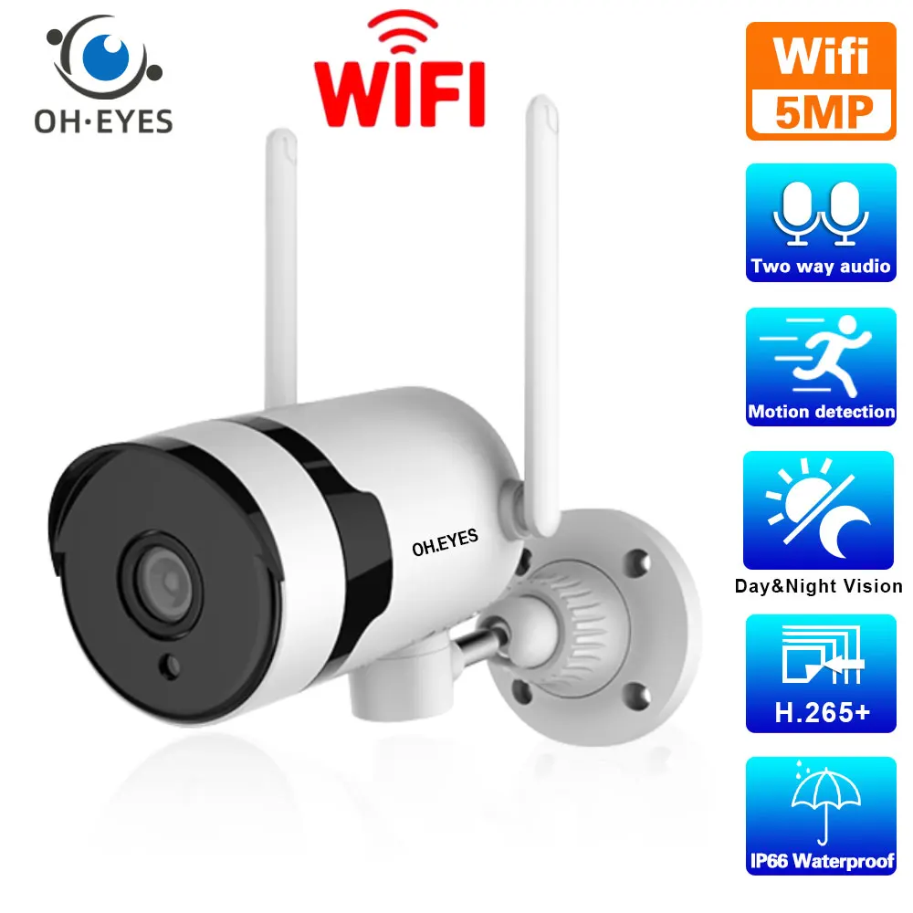 

5MP Wifi IP Security Camera Two Way Audio Outdoor Waterproof CCTV Bullet Camera Video Surveillance System Wireless IP Cam P2P 2K