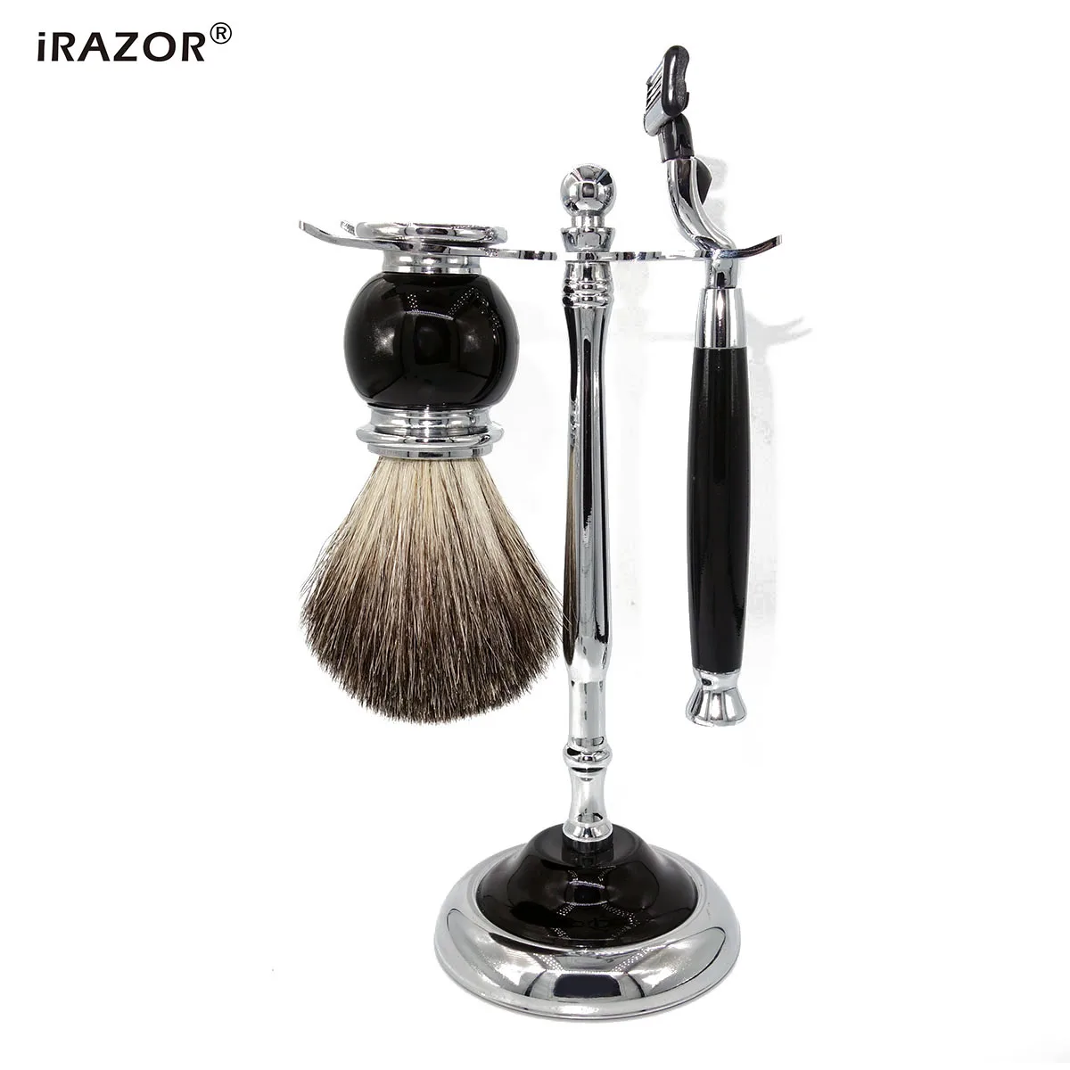 

iRAZOR Professional Men Manual Mach 3 Razor Kit Badger Hair Facial Beard Cleaning Brush Grooming Gift Set Male Shaving Supplier