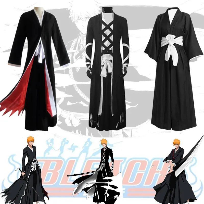 

Anime Bleach Kurosaki Ichigo Cosplay Costume Thousand-Year Blood War Wig Black Shinigami Attire Outfit Uniform Halloween Men Set