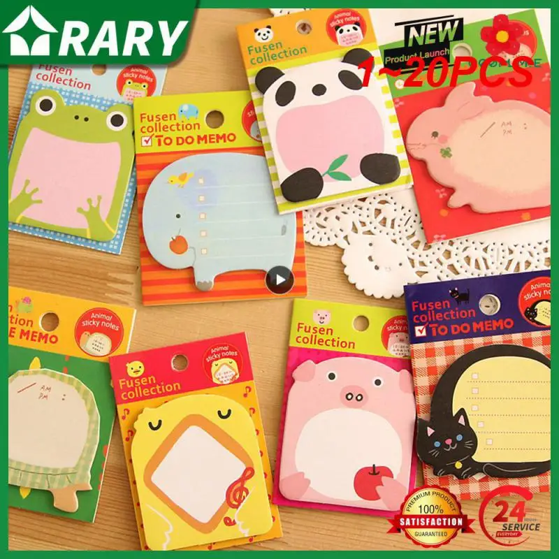 

1~20PCS lot Creative Stationery Animal Series Cute Paper Memo Pad / Sticker Post Sticky Notes Notepad School Office Supplies