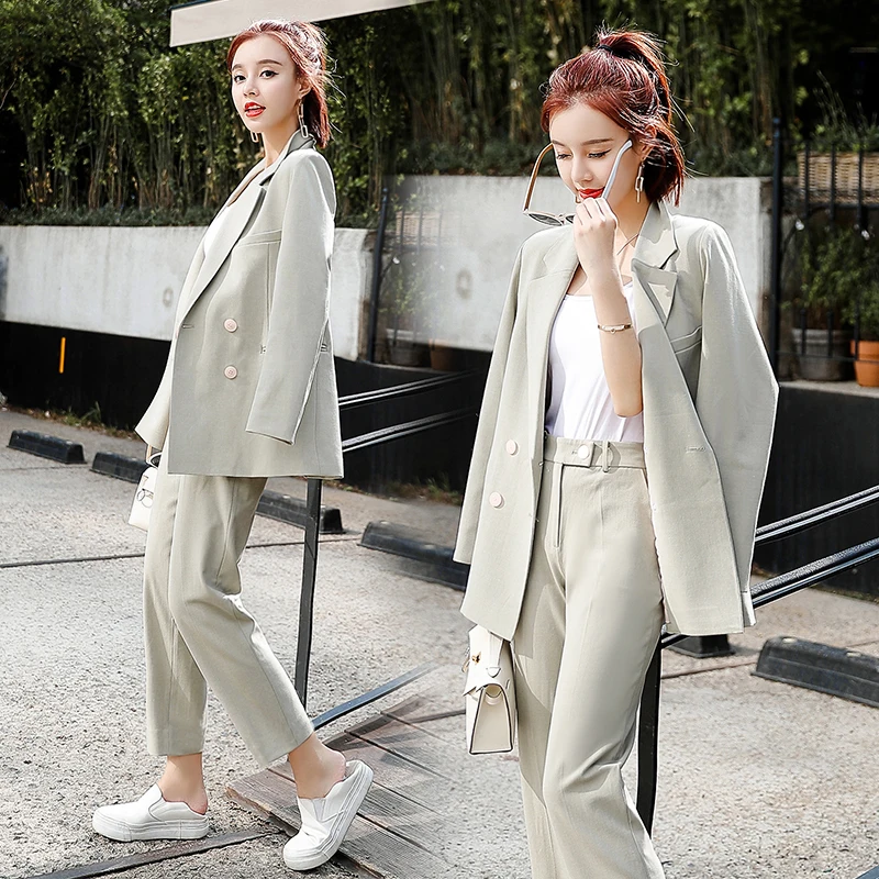 Spring Autumn New Women Blazer Pants 2 Pieces Set Cascual Single Breasted Long Sleeve Jacket Coat Elegant Office Ladies Workwear 
Spring Autumn New Women Blazer Pants 2 Pieces Set Cascual Single Breasted Long Sleeve Jacket Coat Elegant Office Ladies Workwear